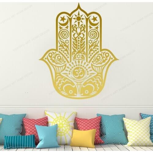 Hamsa Hand Wall Decals - Yoga wall sticker vinyl Buddha Wall decor Namaste home bedroom art mural HJ1145