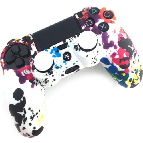 OOTDTY Anti-Slip Multicolor Silicone Cover + 2 Joystick Caps For Dualshock 4 PS4 Controller