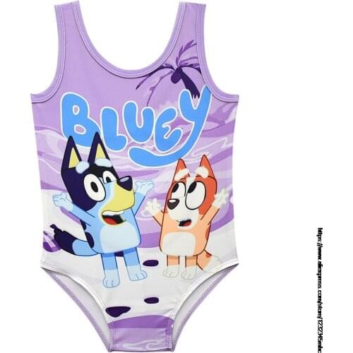 New Toddler Baby Girls One Piece bingo bluey Printed Ruffle Swimsuit Swimwear Vogue Summer Childrens Swimsuit Baby Clothes