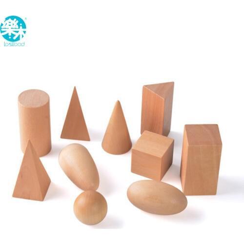 Montessori Education Wooden Toys Geometric Shapes Solids Geometry Blocks Set Learning & Education Cognitive Math Toys 10pcs/set