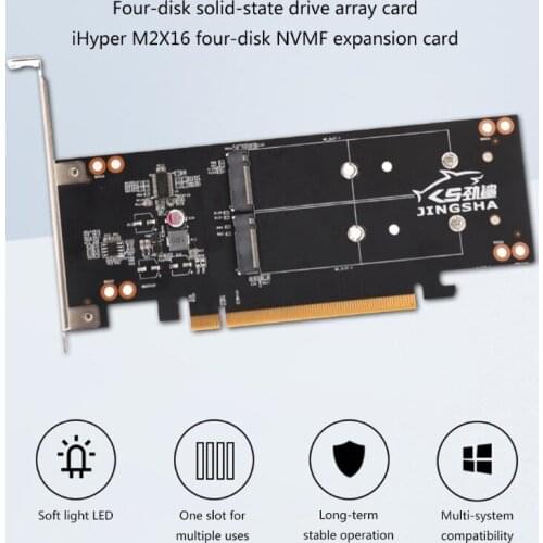 PCIe to M.2 Card 4 Port PCIe Controller PCIe X16 to M.2 NVME VROC RAID Expansion Card Support Windows 10/8.1