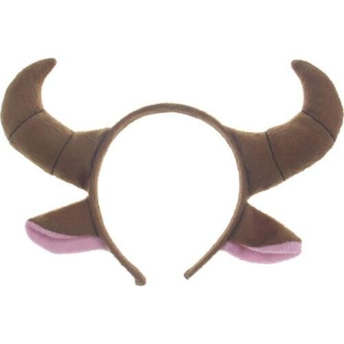 Girl Boys Men Animal Brown Sheep Goat Horn Ear Headband Halloween Party Costume for Kids Adult