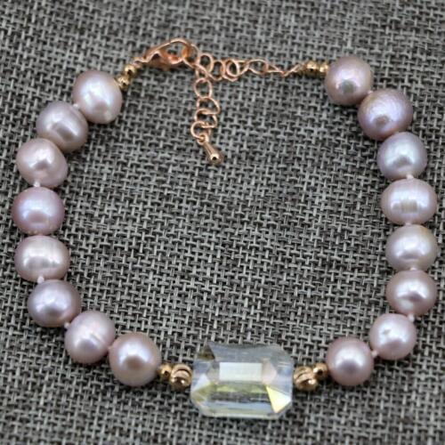 Natural purple freshwater cultured pearl 9-10mm approx round beads bracelets high quality free shipping jewelry 7.5inch B2911