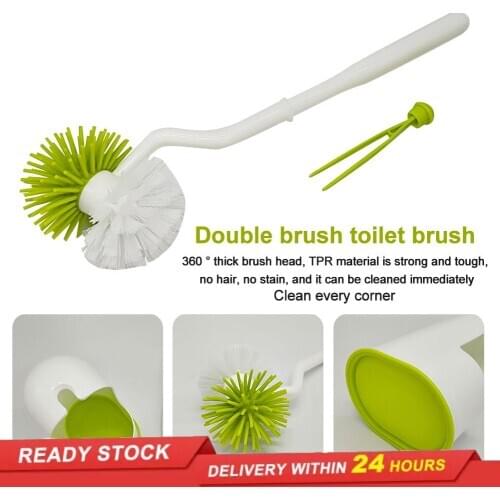 Toilet TPR toilet brush with bracket set double-sided bristles no dead ends toilet cleaning tool invisible tweezers toilet hotel