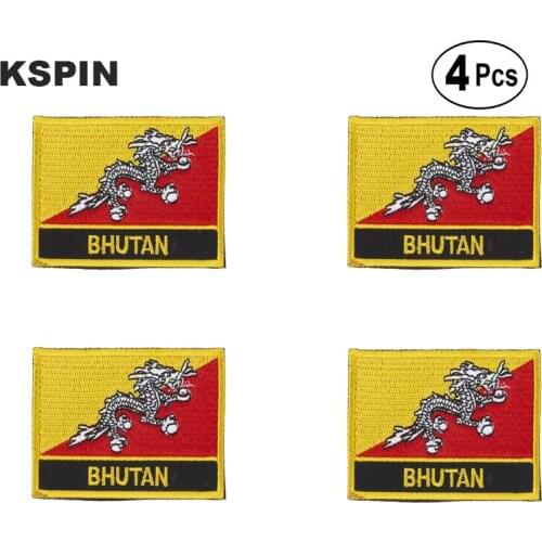 Bhutan Rectangular Shape Flag Iron on Saw on Patches Embroidered Flag Patches National Flag Patches for Clothing DIY