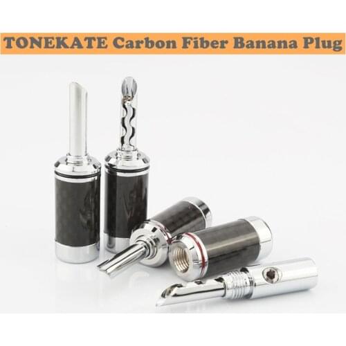 TONEKATE fever carbon fiber plated speaker six-leaf banana plug speaker amplifier audio cable serrated connector