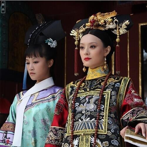 TV Play Legend of Empress Zhenhuan Costume Qing Princess Qizhuang Super Gorgeous Embroidery Phoneix and Dragon Empress Costume