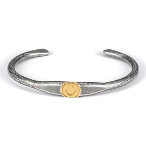 Stainless Steel Vintage Smiley Funny Face Bracelet Bangle Jewelry Women Men Punk Rock Gift For Him
