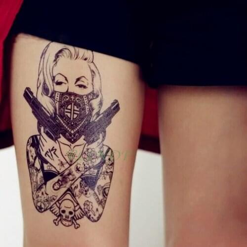 Waterproof Temporary Tattoo Sticker Skull Head Women Gun Fake Tatto Flash Tatoo Hand Arm Foot Back Tato for Girl Men