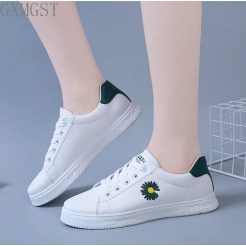 2021 Women Sneakers Fashion Breathble Vulcanized Shoes Pu Leather Platform Lace Up Casual White Tenis Feminino Zapatos De Mujer