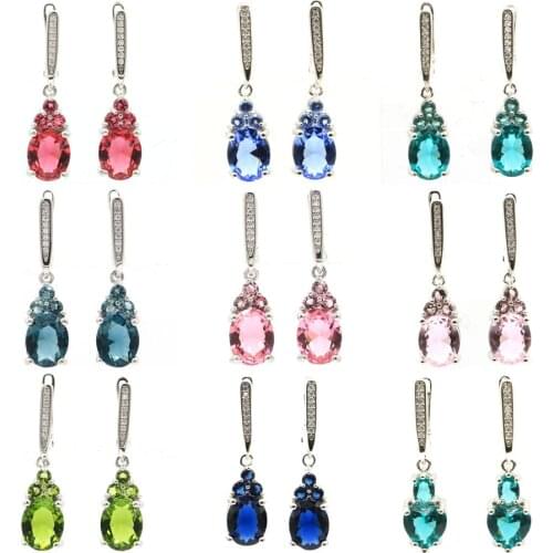 32x8mm Daily Wear Drop Created Green Peridot Zircon Gift For Ladies Silver Earrings Wholesale Drop Shipping