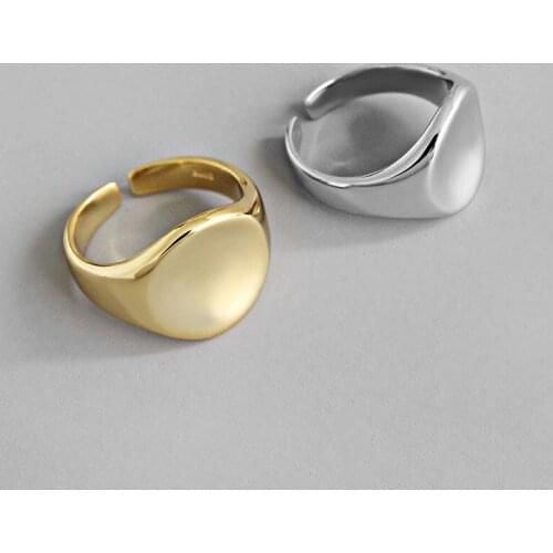 925 Sterling Silver Circular Handmade Rings Jewelry For Women Wedding Adjustable Size Prevent allergy jz272