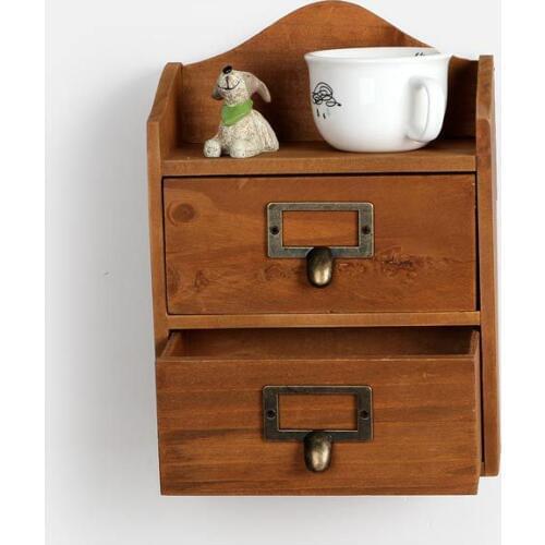 1PC Household Storage Organizer Decoration Wood Cosmetic Box Vintage Wooden Storage Case Drawer Makeup Storage Box EJL 0946