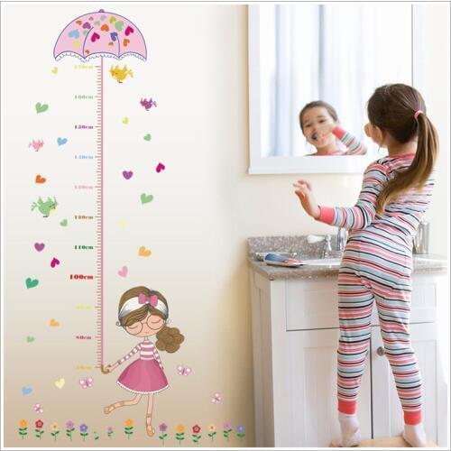 1PC Cartoon Girls Wall Stickers Height Ruler Measure Childrens Room Kids Room Nursery for Party Decoration Art Mural Poster