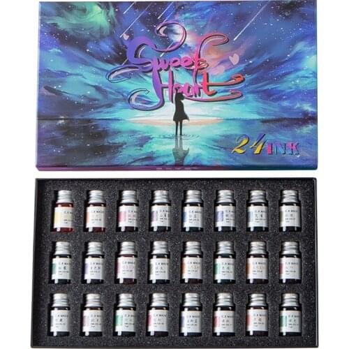 24 Colors 7ml Gold Powder Ink for Fountain Dip Pen Calligraphy Writing Painting Graffiti Stationery Office Supplies