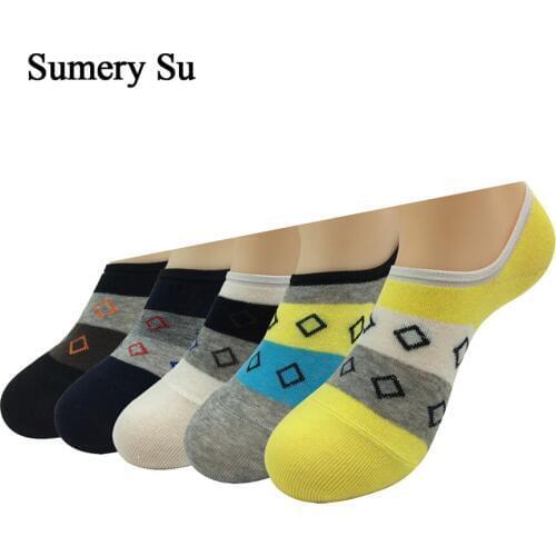 5 Pairs/Lot Cotton Socks Men Brand Design Combed Casual Ankle Socks Male
