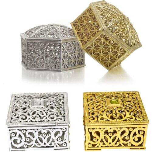 5PC Mini Plastic Hollow Gold Foil Cake Candy Box Packaging Wedding Favor Marriage Baby Shower Gift Treat Box Party Event Supply