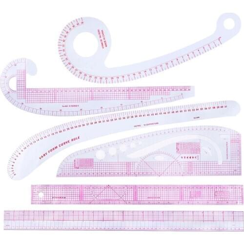 6Pcs/set Sewing French Curve Ruler Measure Dressmaking Tailor Drawing Template Craft Tool-S001