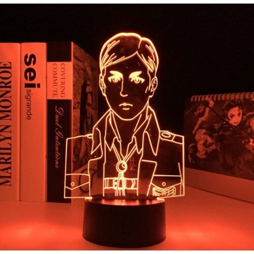 Anime Attack on Titan Erwin Smith 3D LED Lamp for Bedroom Decorative Light Kids Birthday Gift Manga 3D LED Night Light