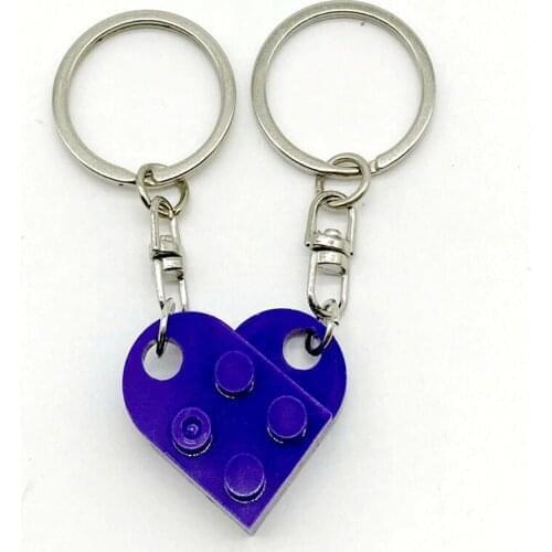 2PCS Love Heart Brick Keychain Number 8Men Girl Boy for Couples Friendship Women Elements Key Ring Birthday Jewelry Gift
