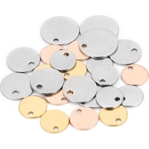 20pcs/lot Stainless Steel Charms Pendant Round Stamping Blank Stamping Dog Tag Charms For Necklace DIY Jewelry Making Wholesale