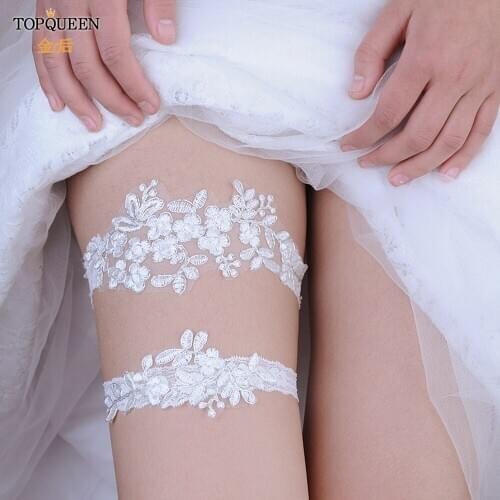 TOPQUEEN Wedding Garters Lace Embroidery Floral Sexy Garters for Women/Bride Thigh Ring Bridal Princess Leg Garter TH05 TH06