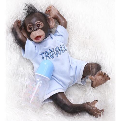 NPK Doll 40CM handmade detailed paint reborn baby Monkey newborn doll Apes collectible art high quality