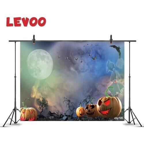 LEVOO Photography Background Halloween Pumpkin Lantern Bats Full Moon Photocall Photo Backdrop Photo Studio Photozone Vinyl Prop
