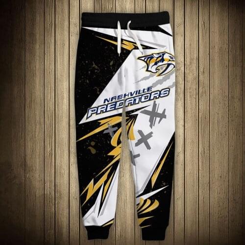 Nashville mens Casual Predators Sports Pants Geometric Stitching Graffiti Roaring Tiger Print Sweatpants