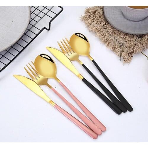 Dinner Set Cutlery Knives Forks Spoons Wester Kitchen Dinnerware Stainless Steel Home Party Tableware Sets