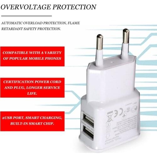 1A Portable Dual USB Power Adapter Mobile Phone Charger Electrical Socket Travel Smart Matching Charger Adapter For Smartphone