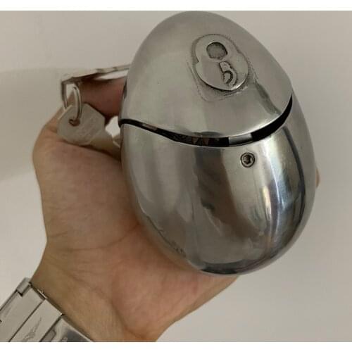 New Stainless Steel Scrotum Stretcher Egg Fully Reatraint Male Chastity Cage Lock Devices Testis Penis Lock Men BDSM Gear Toys