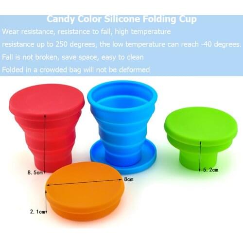Silicone Folding Cup Candy Color Collapsible Water Drink Cup Outdoor Travel Camping Telescopic Mug Drinkware