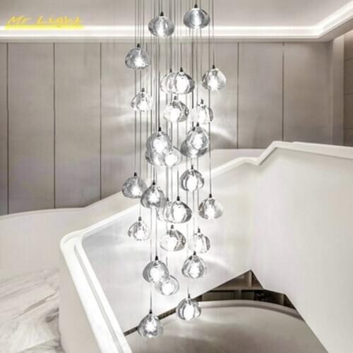 Nordic Led Pendant Lamp Crystal Pendant Lights Lighting Modern Stairwell Long Living Room Stair Hanging Lamps Decor Luminaries