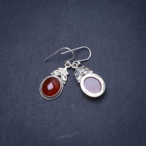 Natural Carnelian Handmade Unique 925 Sterling Silver Earrings 1.25" Y1056