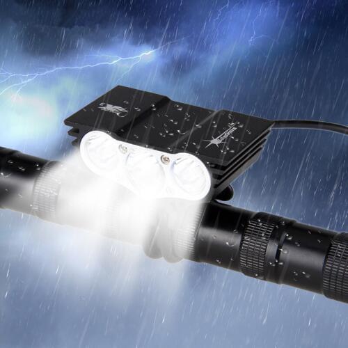 1500 Lumen 3 LED lamp beads Front Handlebar Bike Light 12000 mAh Battery Pack AC Charger Bicycle Light Accessories