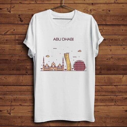 The Middle East city landmark and skyline funny T-shirt men summer new white casual cool unisex t shirt abu dhabi dubai riyadh