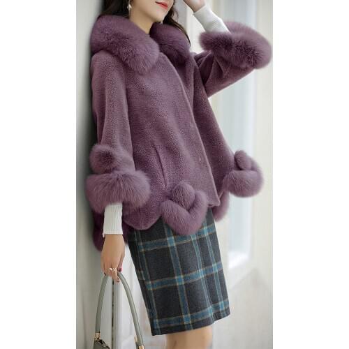 Coat Fur Real Female Sheep Shearling Winter Jacket Women Fox Fur Collar 100% Wool Coat Women Clothes 2020 Veste Femme MY