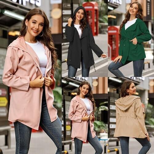 Greenwild Pure Color Long Trench Parka Jacket Women Female Winter Coat with Hood