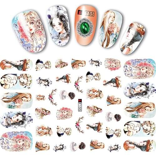 10PCS Costume Art Beauty Head Pattern Pet Rabbit Elk Nail Stickers Nail Slider Decoration Beauty Tool