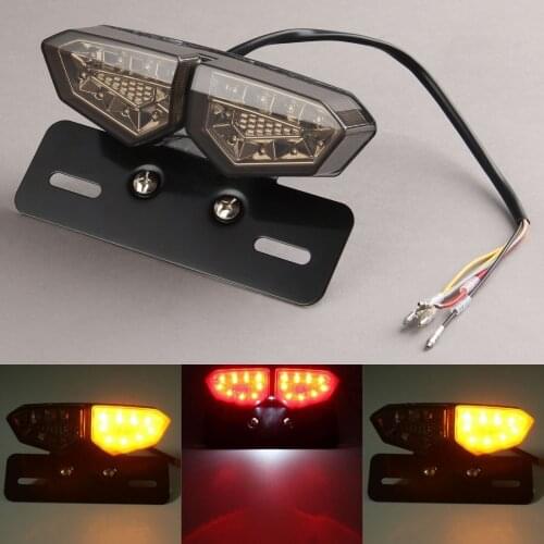 12V Motorcycle Bikes Led License Plate Light Integrated Rear Tail Brake Stop Light Turn Signal Indicator Lamp for Cafe Racer
