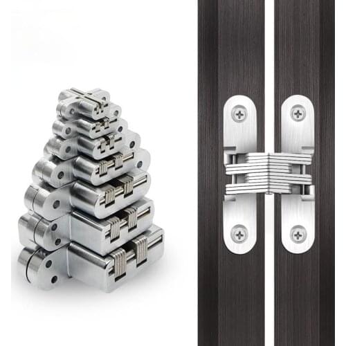2PCS 7 specification stainless steel hidden hinge 304silent close invisible mounting folding door hinge, door furniture hardware