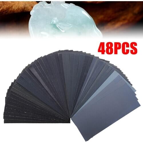 48pcs Abrasive Paper 120-3000 Grit Wet Dry Sandpaper Sheet Finishing Grinding Polishing Surface for Automotive Wood Furniture