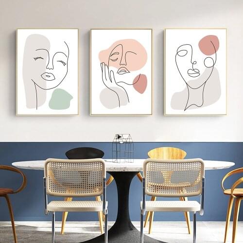 Abstract Woman Face Art Prints Picture Nordic Canvas Painting Figure Line Drawing Wall Posters Living Room Home Decor