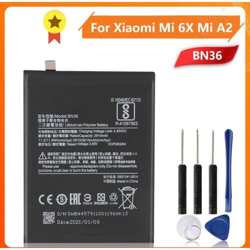Xiao Mi Xiaomi Mi BN36 Phone Battery for Xiao Mi 6X Mi A2 MiA2 3010mAh Original Replacement Battery + Tool