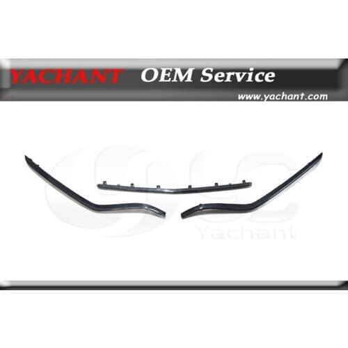 Car-Styling Carbon Fiber Front Bumper Canards 3Pcs Fit For 2015-2016 MB W205 C63 OEM Front Bumper Middle Insert Garnish Kit