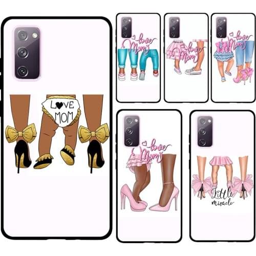 Super Mom son daughter Heels Baby Girl Phone Cover For Samsung Galaxy S21 S20 Ultra Note 20 Note 10 S8 S9 S10 Plus S20 FE Case