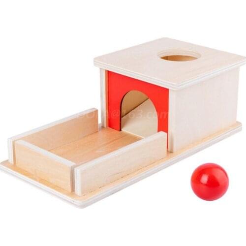 Infant Montessori Wooden Permanence Object Box with Tray Ball Educational Toys