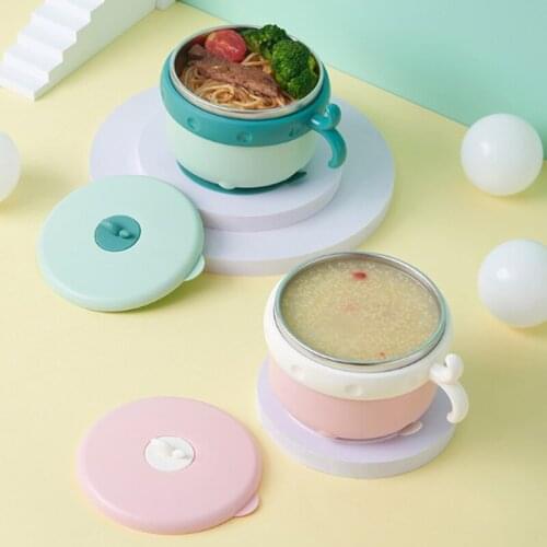 Baby Heat Preservation Bowl Tableware Stainless Steel Water Infusion Heat Preservation Supplementary Food Suction Cup Set