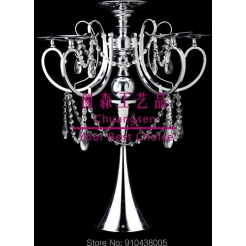 Home Decorations Metal Candlestick Wedding Idea K9 Crystal Candle Holder Table Centerpieces Gold Flower Vase Party Candelabras